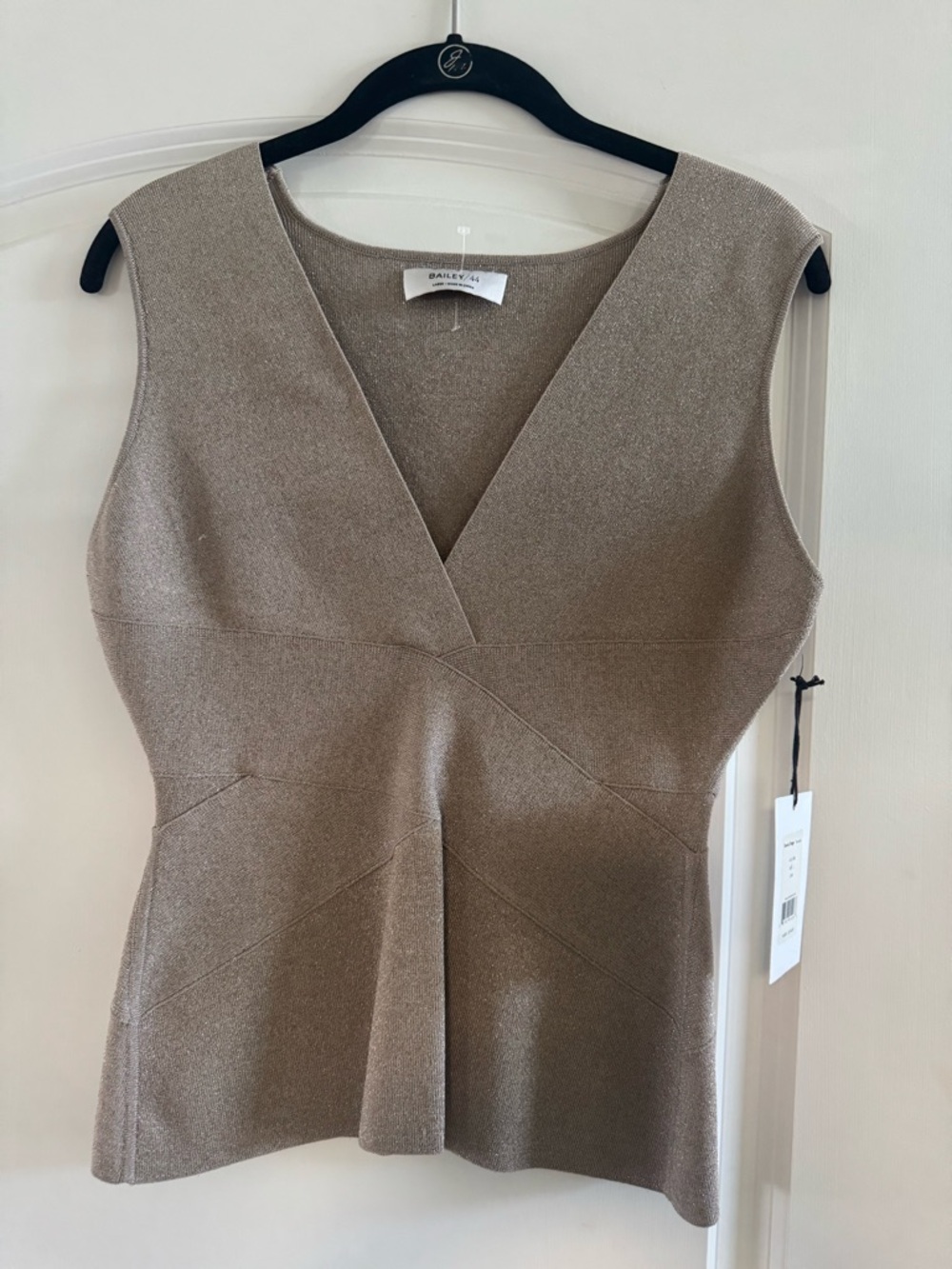 Bailey 44 Shimmery Taupe V-Neck Peplum Tank